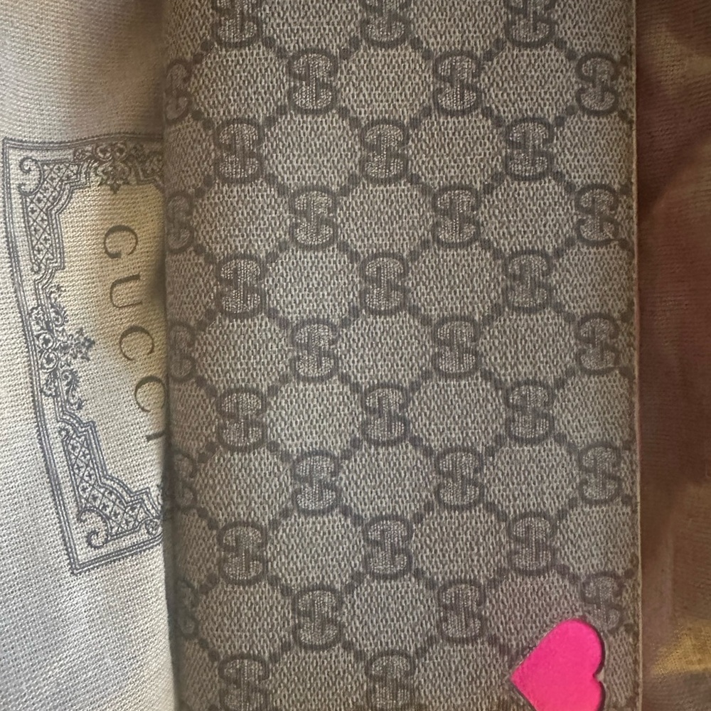 Gucci Monogram Wallet with Pink Accent